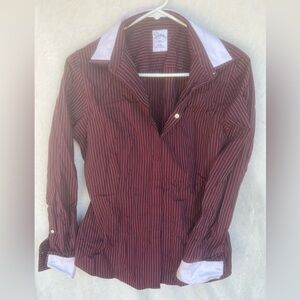 Brooks Brothers Maroon and White Striped Shirt